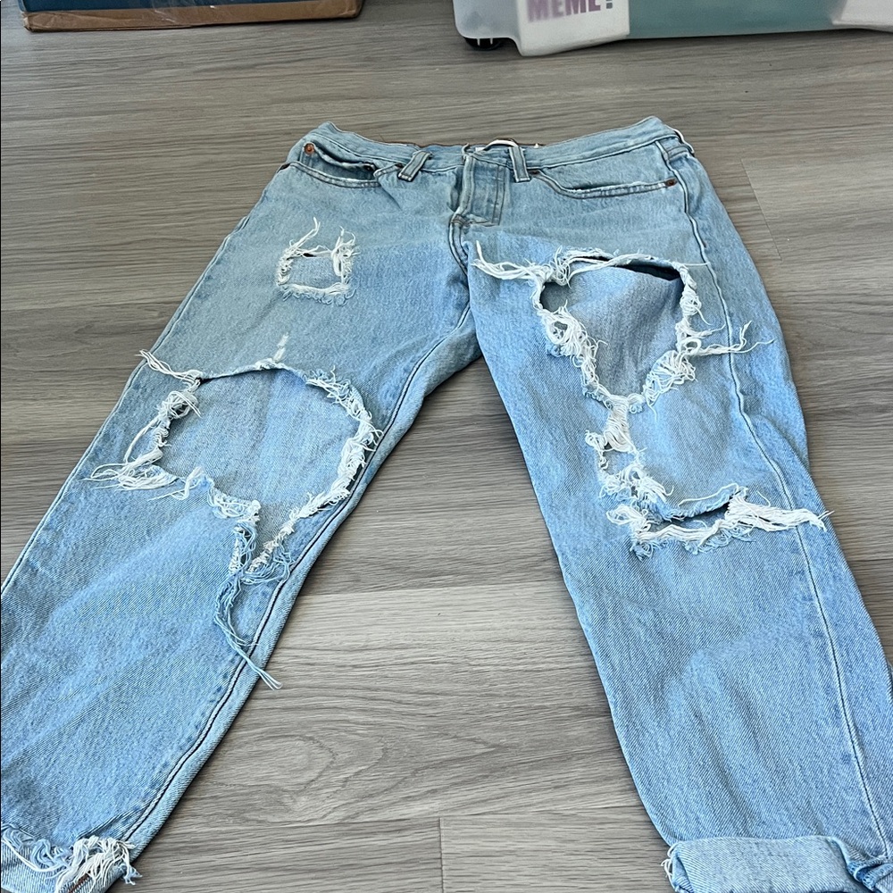 Levi's Light Blue Distressed Boyfriend Jeans